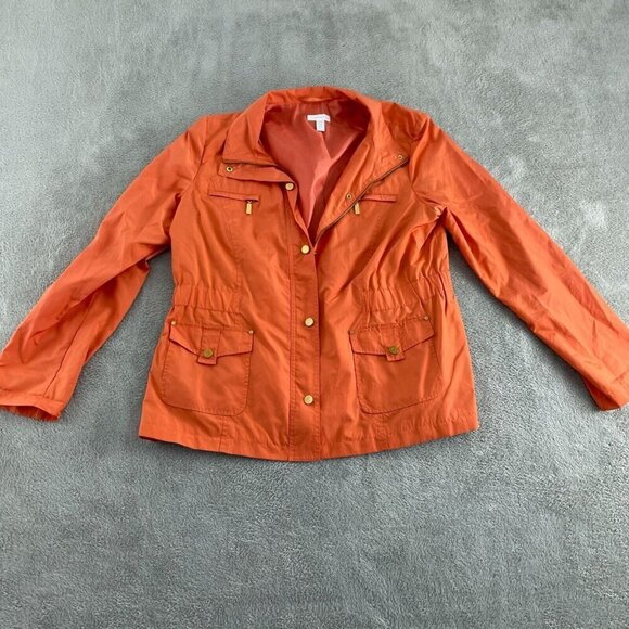 Charter Club XLarge Orange Womens Jacket With Pockets & Gold Accents 4410 - Picture 1 of 8